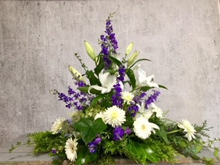 Grabgesteck weiß blau