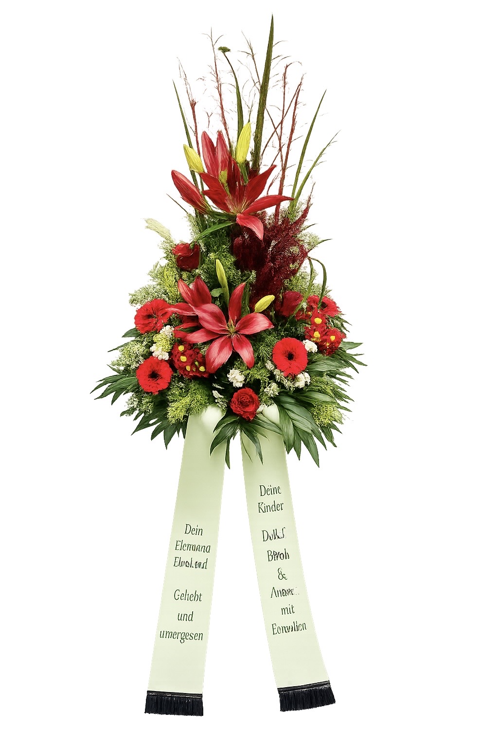 Trauergesteck in rot zur Beerdigung