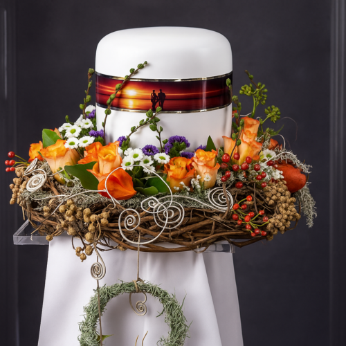 Urnenkranz orange naturhaft